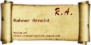 Rahner Arnold névjegykártya