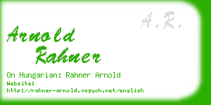 arnold rahner business card